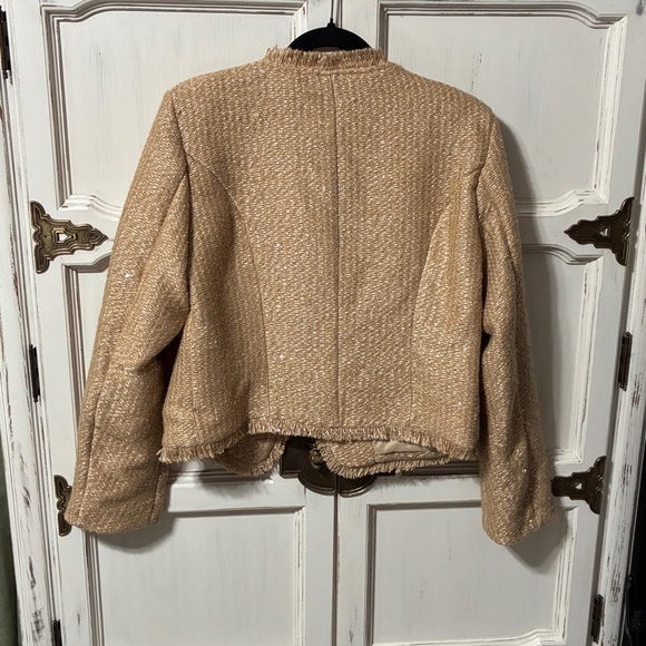 Women's Tan Tweed Jacket - Picture 2 of 3